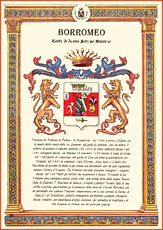 esempio di pergamena e ricerca araldica,clicca per il dettaglio