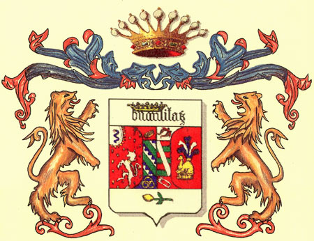 leoni araldica con stemma e corona nobiliare